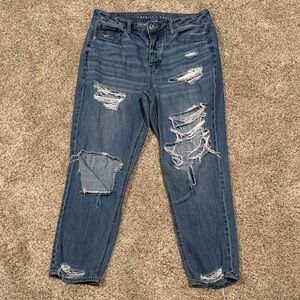 American Eagle Outfitters Ripped Blue Boyfriend Jeans